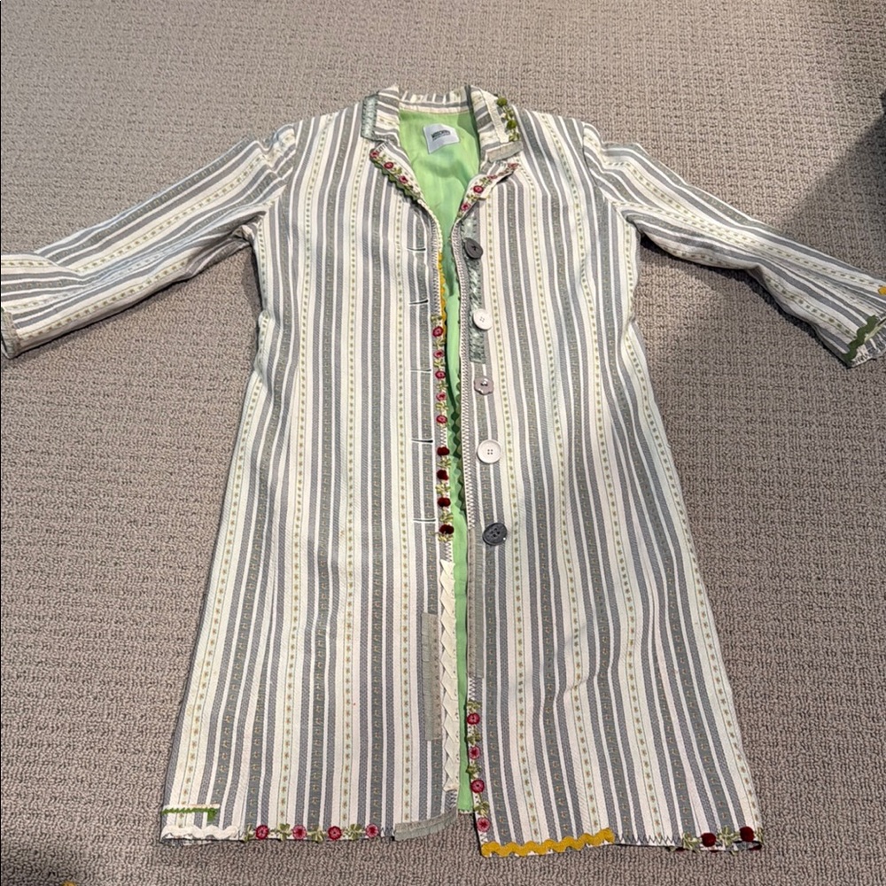 Moschino Striped Coat with Floral Accents M
